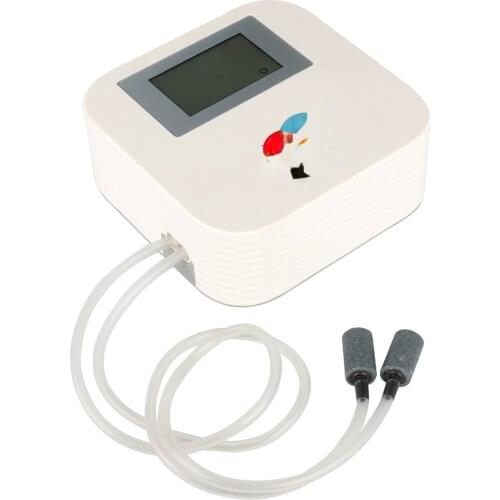 Battery Air Pump AC/DC, Dual-Jet Oxygen Pump with LCD Screen Check Valve Accessories for Aquarium and Hydroponics