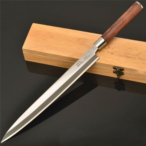 10inch Left Handle Japanese Yanagiba Sushi Sashimi Knife German 1.4116 Steel Fish Filleting Cooking Knife Rosewood Handle 9.1G