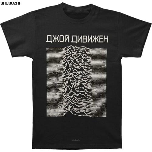Funny t shirt men novelty tshirt Joy Division Unknown Pleasures Cyrillic T-shirt cotton men t-shirts bigger size 4XL 5XL sbz8140
