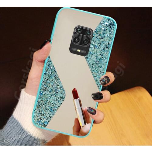 S Line Mirror Glitter Case for Redmi 9A 9C NFC Note 9S 9 Pro Max Redmi Note 8 Pro Bling Diamond Girls Soft Cover
