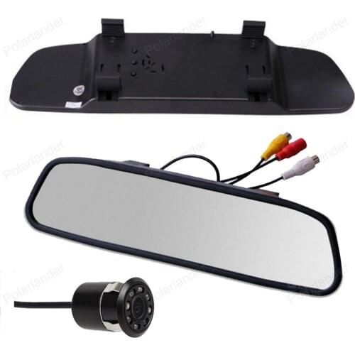 4.3 inch 2ch video in Car LCD Rear view Mirror Monitor with Parking Assistance 8 LED Night Vision Reversing camera