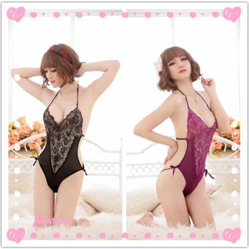 Porn Sexy Lingerie Women Hollow Lace Perspective Babydoll Sexy Erotic Teddy black Lingerie Sexy Costumes Underwear body suit