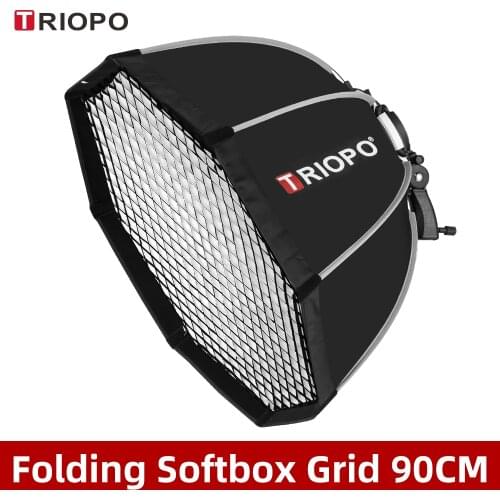 Triopo KS90 90cm Speedlite Portable Octagon Umbrella Softbox with Honeycomb Grid Outdoor Flash Soft Box for Canon Nikon Godox