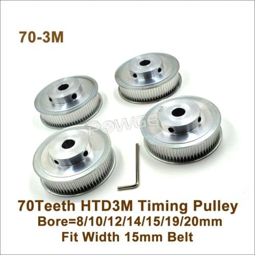 POWGE 70 Teeth 3M Timing Pulley Bore8/10/12/14/15/19/20mm Fit W=15mm 3M Synchronous Belt 70T 70Teeth HTD3M Pulley 70-3M