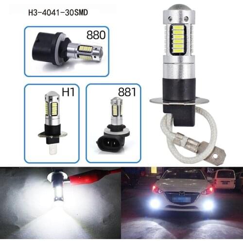 2pcs 8000K 30-SMD High Power LED Bulbs Car Fog Lights H3 H1 880 881 4014 Bulb Lens Lamps Daytime Running Lights DRL Lamps