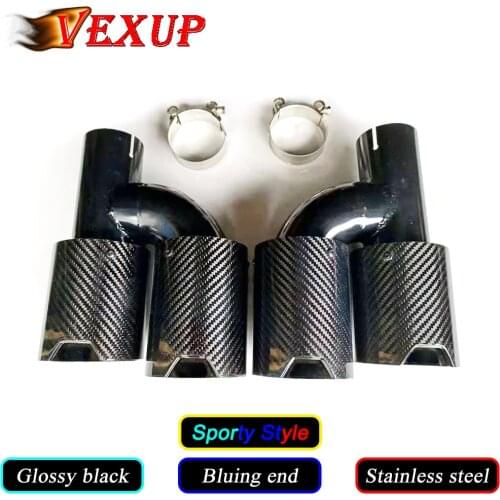 1PCS Dual Exhaust Tip Glossy/Matte Black Carbon Fiber Exhaust Pipe Tail Exhaust Muffler for BMW Nozzle
