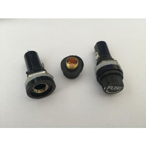 100pcs/lot 6*30mm glass fuse holders 6x30 black insurance tube socket fuse holder for 6*30 insurance Panel Mount Fuse Holder