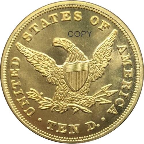 1854 United States Of America Liberty 10 Ten Dollars Coronet Head With Pcgs Holder Brass Metal Copy Coin