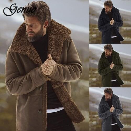 2019 Winter Men Coat Fashion Brand Clothing Fleece Lined Thick Warm Woolen Overcoat Male Wool Blend Mens Coat Plus Size Presale