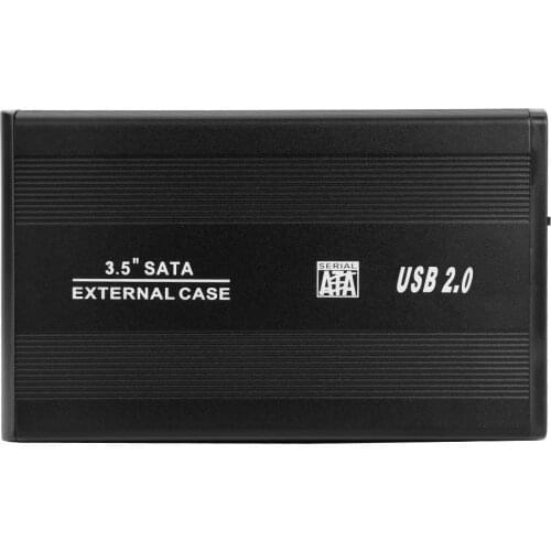 3.5 inch Hard Disk Case SATA to USB 2.0 External Hard Drive Enclosure Adapter HDD SSD Case with EU Adapter