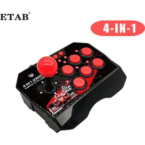 4 In 1 Retro Arcade Station TURBO Games Console Full Function Buttons USB Wired Plug and Play Game Joystick for PS3/Android TV