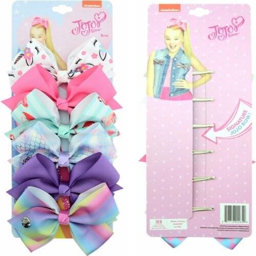 6 Pieces/Set JOJO Hair Bows Girls Printed Unicorn with Clip Handmade Set Hairgrips Bow Hairpin Baby Headdress Hair Accessories