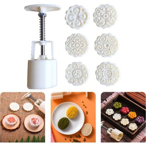 6pcs/set Flower Shaped Mooncake Mold Pumpkin Cakes Pastries Mold Desserts DIY Cake Decorating Tools Cookie Cutter Baking Tools