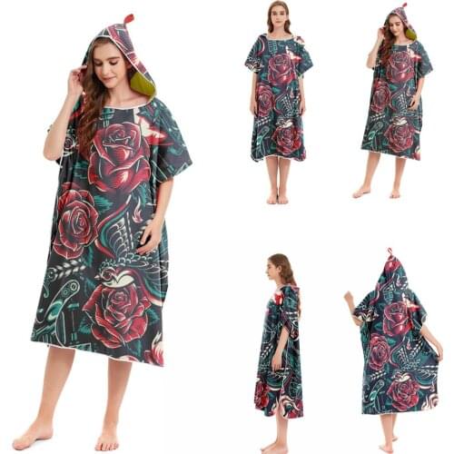 Swimming Beach Surfing Woman Bathrobe Beachwear Microfiber Fabric Adult Bath Towels Beach Towel Changing Bathrobe Cloaks Hooded