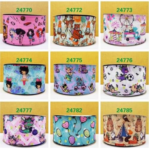 Free shipping 2018 new arrival 50yards cartoon printed grosgrain ribbons 24770