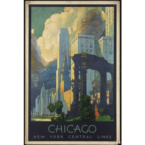 CHICAGO NEW YORK CENTRAL LINES LARGE METAL TIN SIGN POSTER VINTAGE RETRO PLAQUE