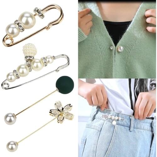 Brooch Set Big Beads Fashion Clothes Brooches For Women Pearl Lapel Pin Sweater Dress Brooch Pins Badge Buckle Accessories