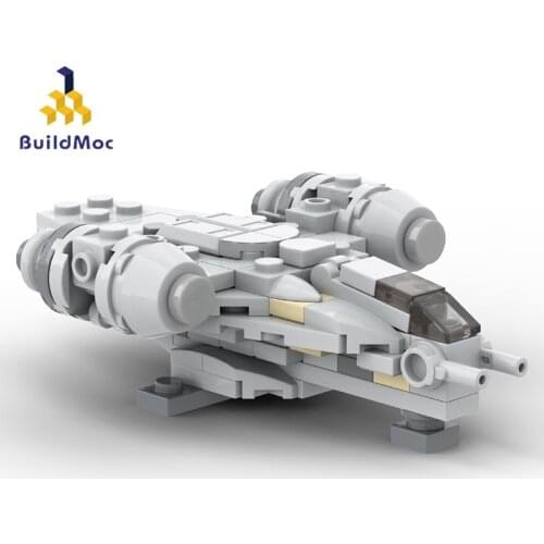 Buildmoc Space Wars Movie Figures Spaceship MOC-38715 Mandalorians Mini Razor Crest Model Building Blocks Toys For Children Gift
