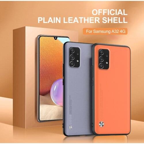 A 32 4G Case Luxury Plain Leather Texture Cover For Samsung Galaxy A12 A22 A32 A42 A52 A72 2021 5G TPU Bumper Shockproof Coque