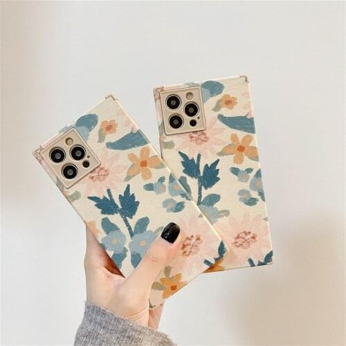 FOXSISTVR Oil Painting Floral Phone Case For iPhone 11 Pro Max 12 Mini 7 8 Plus X Xs XR SE2020 Fashion Pink Flower Cover Fundas