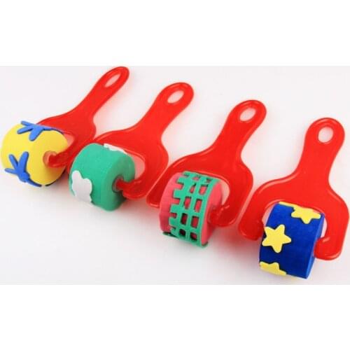 Kids Drawing Toys Children DIY Finger Painting Tool Rolling Seal Stamp EVA Flower Star House Preschool Learning Toys Kids Gifts