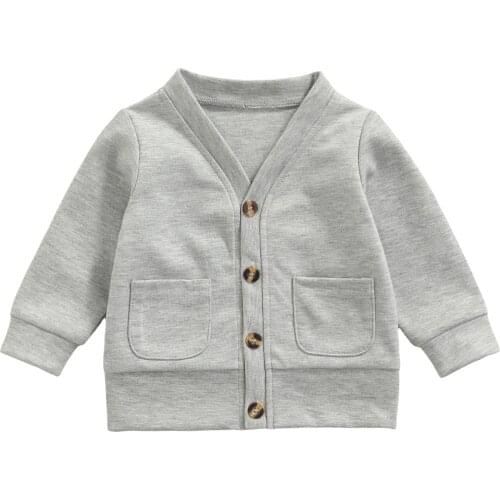 Ma&Baby 1-6Years Toddler Kid Boy Girl Coat Long Sleeve Cardigan Casual Solid Color Outerwear With Pocket Children Clothing DD88