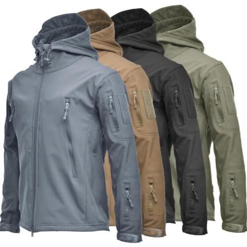 Men Long Sleeve Camouflage Thick Zipper Windbreaker Windproof Hood Jacket Coat Outdoors Clothes Casual Streetwear