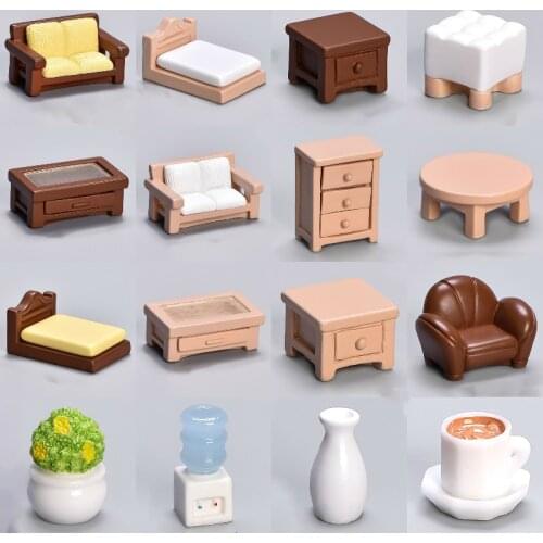Pretend Play Toy Sofa Bed Cat Desk Furniture 1:12 Dollhouse Kitchen Living Room Drinking Fountains Dollhouse Miniature Toy Doll