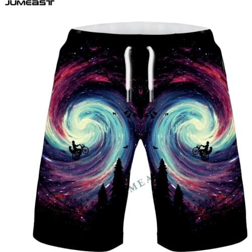 Jumeast Brand Men Women 3D Starry Sky Planet Universe Night View Shorts Trunks Quick Dry Beach Casual Sweatpants Short Pants