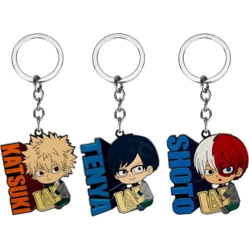 Hot Sales Cute Cartoon Anime Keychain My Hero Academia SHOTO/TENYA/KATSUTI Metal Key Chain KeyRing for Women Men Gift