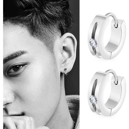 Innopes Fashion Women man Steel Stainless Steel Piercing round clip Earring jewelry Zircon Luxury Party Ear Buckle gift