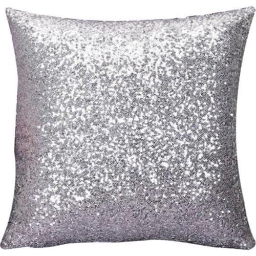 Solid Color Glitter Silver Sequins Bling Throw Pillow Case Throw Pillowcase Cafe Home Bed Drawing Living Room