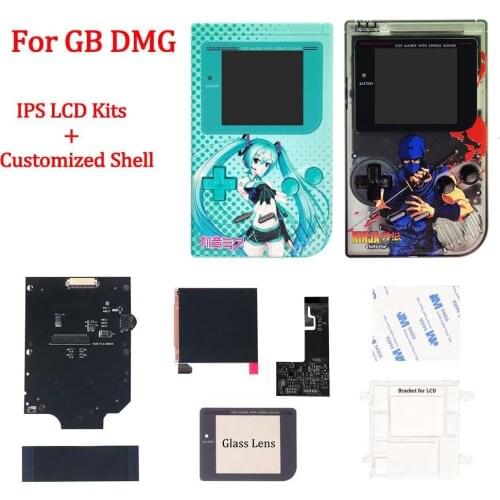 New Customized Shell Housing Sets with IPS LCD Screen Kits for GB DMG with buttons glass screen lens cover for GameBoy Classic