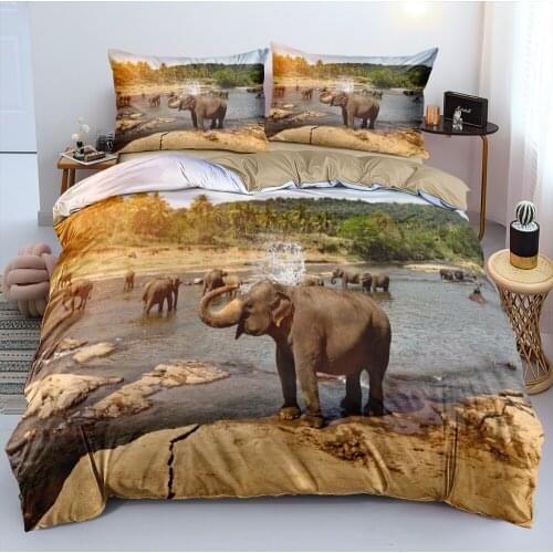 Elephant Bed Linen 3D Design Animal Duvet Cover Sets and Pillow Slips King Queen Single Twin Size 140*200cm Camel Home Textile