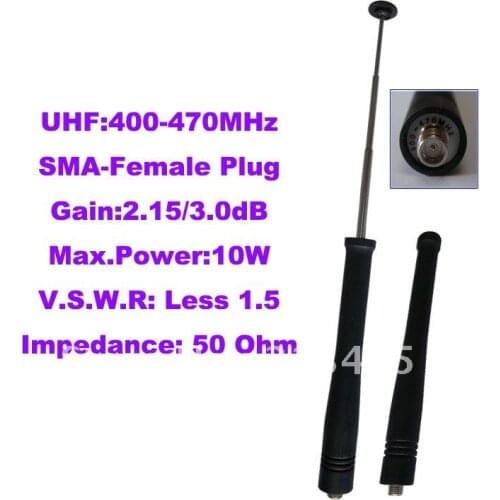 Promtion UHF:400-470MHz SMA-Female Telescopic Antenna for Portable Two-way Radio(SMA-Female Connector)