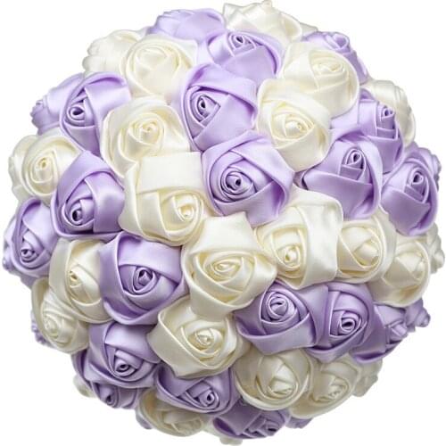 Simple Bride Bridesmaid Sister Holding Silk Rose Flowers Roses Bouquet Handmade Bridal Wedding Bouquets Party Decoration W223