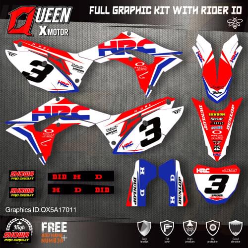 QUEEN X MOTOR Custom Team Graphics Backgrounds Decals Stickers Kit For HONDA 2018-2020 CRF250R 2017-2020 CRF450 011