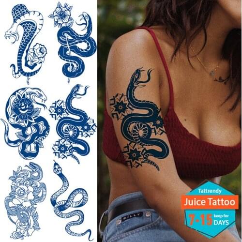 Juice ink tattoo sleeve for men women sexy snake temporary tattoos long lasting waterproof fake tattoo transfer body art paint