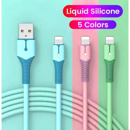 5A USB Data Cable For iPhone 12 Mini Pro Max X XR 11 XS 8 7 6s Liquid Silicone Charging Cable USB Data Cable Phone Charger Cable