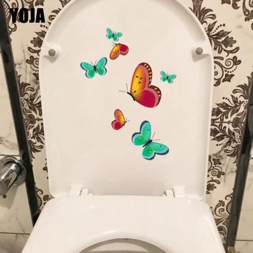 YOJA 21.4X23.6CM Beautiful Butterfly Toilet Decal Wall Sticker Home Room Decoration T3-1256