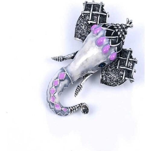 Vintage Elephant Animal Brooch Pin Enamel Alloy Crystal Brooches Wedding Party Anniversary Costume Pins Jewelry For Women