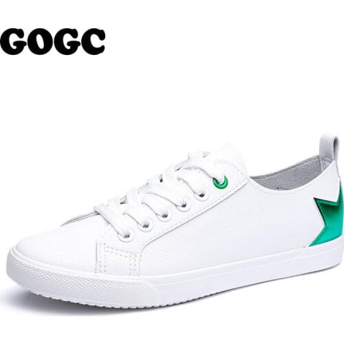 GOGC Fashion White Breathable Net Sneakers Women Low-Heel Flat Platform Ladies Lace-Up Fashion White Shoes Zapatos De Mujer Zapa