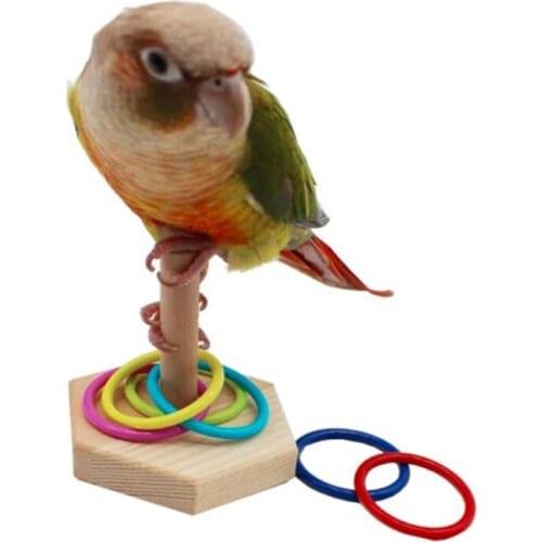 1 Set Bird Wooden Platform Stacking Rings Toys Pet Intelligence Training Educational Toy Parrot Interactive Puzzles Gift