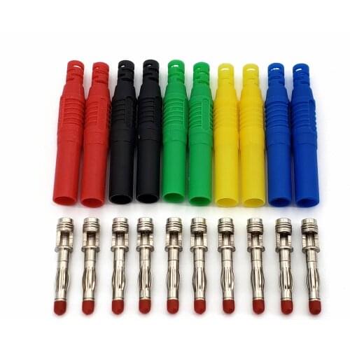 10Pcs Straight Insulated Safety 4mm Male Banana Plug Solder Type DIY Connector