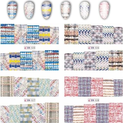 12 Design New Sweater Pattern Nail Full Stickers Water Transfer Tips Nail Art Decoration Tools BN517-528