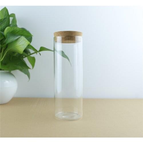 4pcs/lot 65*180mm 460ml Thick Glass Bottle Cork Stopper Spice Bottles Container Jars Vials DIY Craft Kitchen Storage Bottles