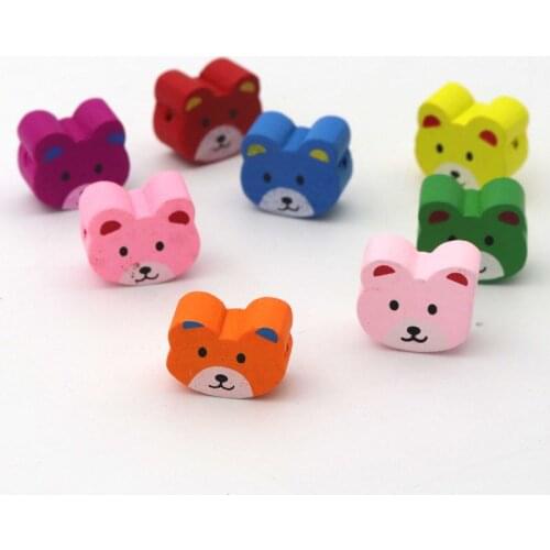 40Pcs Mixed Cute Doy Heads Natural Wood Beads For Jewelry Making Diy Accessories Bracelet Necklace Wholesale Supply