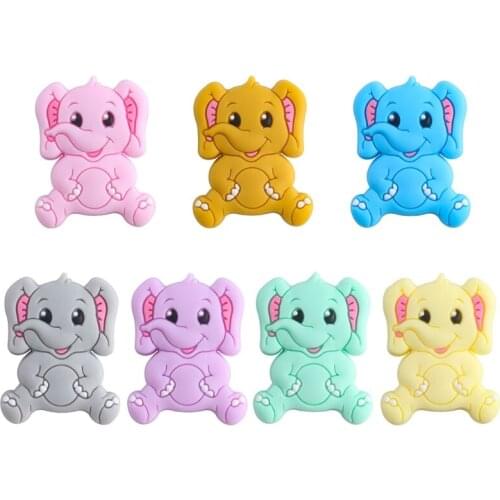 5 Pcs/Pack Baby Infant Cartoon Elephant Shape Teether Silicone Beads Molar Toys