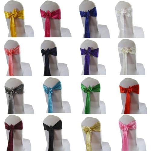 50pcs 15*275cm Satin Chair Sashes Banquet Bow Tie Band For Wedding Birthday Party Hotel Home Chairs Decoration Event Supplies