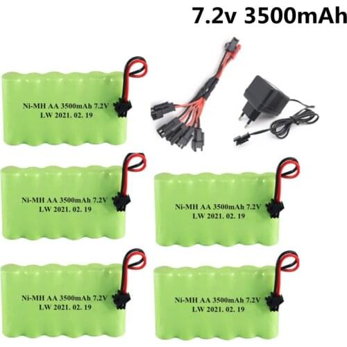 7.2V 3500mah NiMH Battery For Rc toys Cars Tanks Trains Robot Boat Guns upgrade Ni-MH AA 3000mah 7.2v Battery charger set